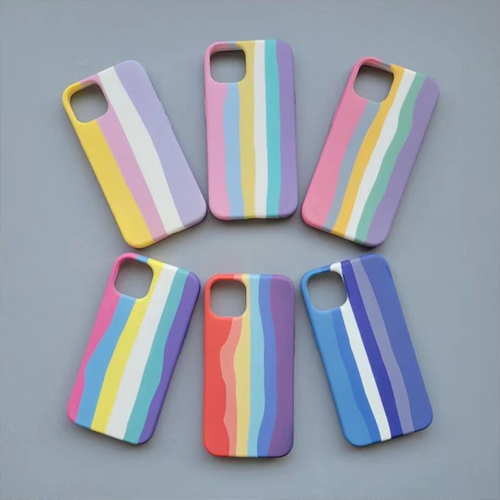 Custodia per telefono in silicone con motivo arcobaleno